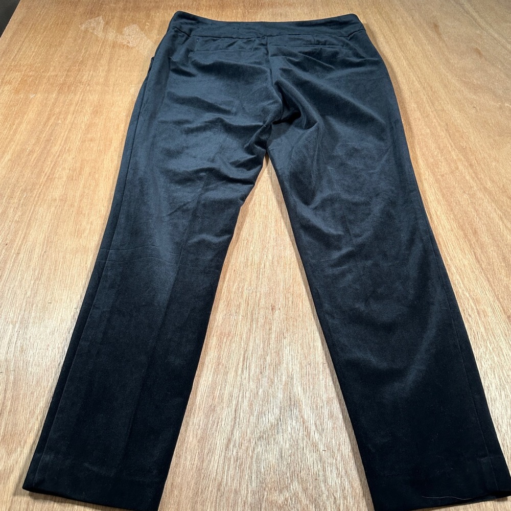Liz Claiborne Career Pants Women 14 Black Faux Suede Straight Leg Trousers - Picture 4 of 14